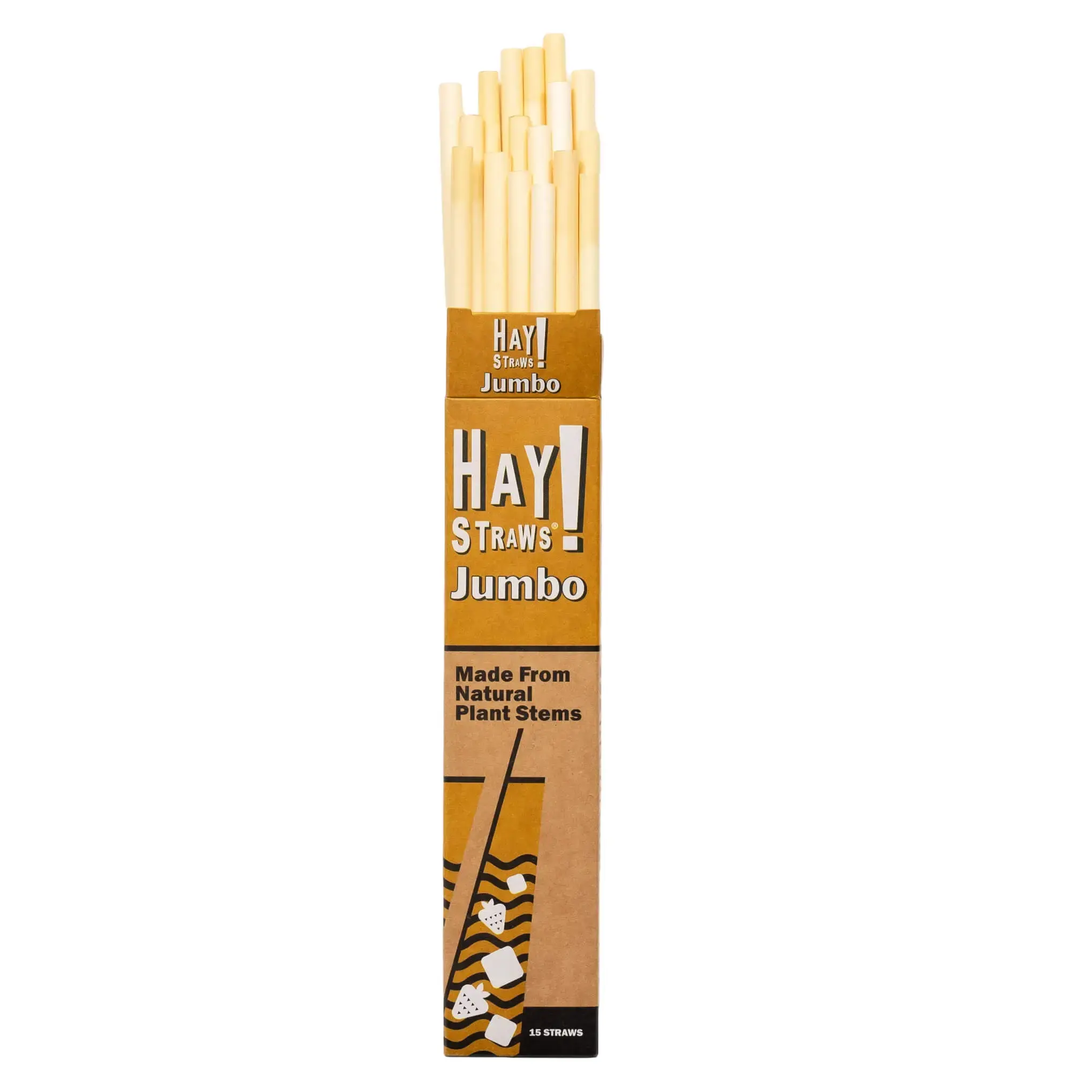 Tall Jumbo Straws by HAY! Straws | 15 Compostable Drinking Straws | similar to Bamboo Drinkware