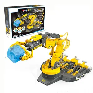 DIY Assembly Liquid Pressure Mechanical Arm Engineering Toy Set, 3 Working Modes 2 Claw/4 Claw Grabber & Suction Cup, Science Experiment Toy Set