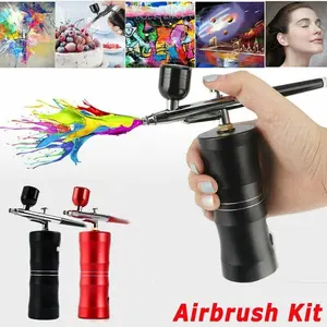 Portable Airbrush Kit Mini Air Compressor Rechargeable Handheld Spray Gun for Nail Art Cake Decorating Makeup Model Painting Tattoo Barber