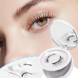 2 Pairs Reusable Magnetic Eyelashes with Lash Clips, Natural Look No Glue Needed, Easy Wear and Remove, Dense Mixed Length D Curl