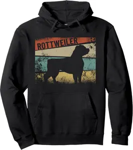 Retro Rottweiler Dog Breed Silhouette Rottweiler Pullover Hoodie