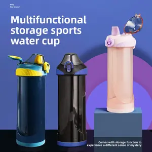 Portable 480ml Hidden Mobile Phone Bottle Outdoor Sport Fitness Water Cup With Secret Compartment Safe Hiding Pill Organizer Box Drinkware Pink