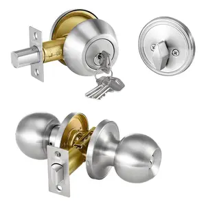 Fathersdaygift VEVOR Door Knob and Deadbolt Set, Satin Nickel Entry Door Knob and Single Cylinder Deadbolt Combo Pack, Fit for 1-3/8 to 1-3/4 Door Thickness, Door Lockset with Deadbolt for Entrance and Front Door, Door Hardware, Door Security Lockdealsfor
