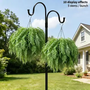 5PCS Artificial Boston Fern Plants UV Resistant Fake Greenery Faux Ferns, Decorative Fake Plant, Realistic Lush Leaves No Fade Evergreen for Outdoor Indoor Hanging Basket Planter Patio Yard Porch Garden Home Office Decor
