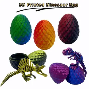 2-Piece 3D Printed Dinosaur and Dragon Egg Figurine Set, Articulating Animal Figurines, T-Rex & Spinosaurus with Moveable Joints, Perfect for Home and Office Décor, Ideal for Halloween & Christmas Parties