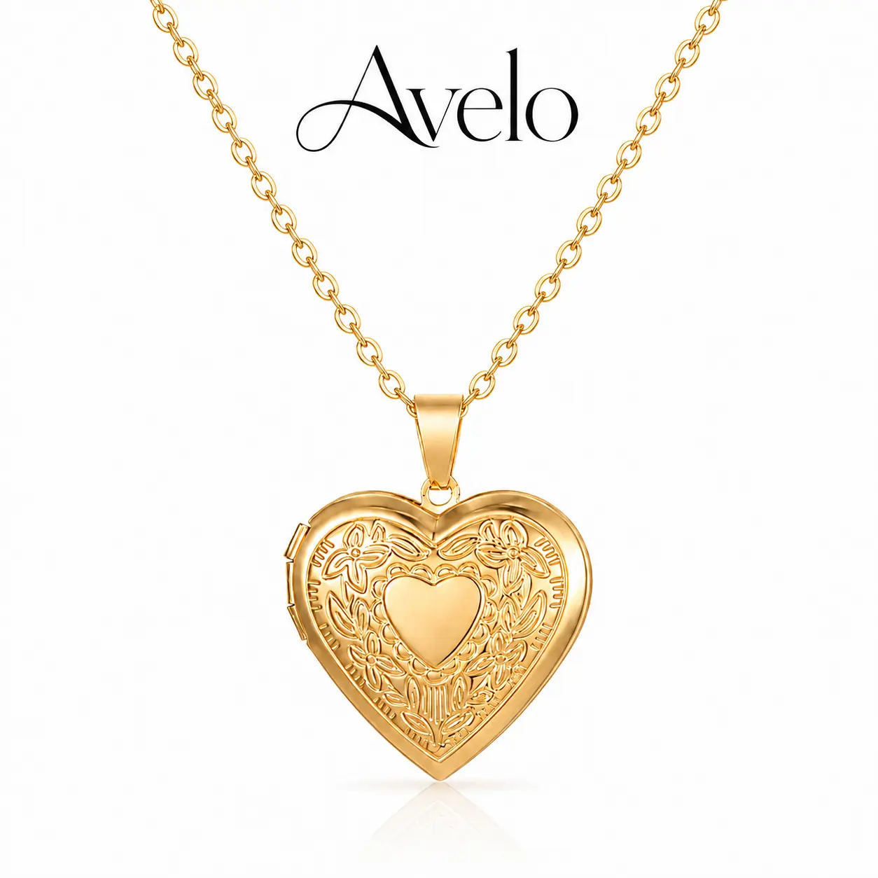 Women's Trendy Gold-Tone Openable Reliquary Floral Locket Necklace - 1.5 in × 1.2 in/38 mm × 32 mm, 10 g per piece, 20 in + 2 in Extender, Family BFF Jewelry, Gifts for Your Girlfriend