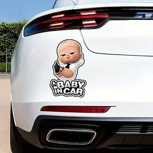 Cute Cartoon Baby in Car Design Car Sticker, Waterproof Vinyl Car Decal, Durable Car Sticker for Car, Truck, Laptop