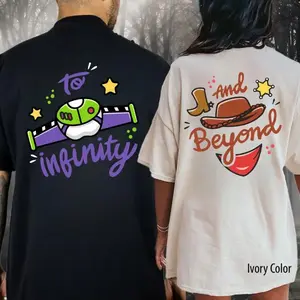 To Infinity and Beyond T-shirt, Funny Couple Matching Shirt, Double Side Couple Ideas Shirt Sweatshirt Hoodie Cotton Fabric