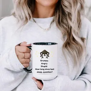 Funny Bookish Mug, Rocky Alien Illustration Mug, Grumpy Sleep Deprived Sci-Fi Gift, Reader Humor