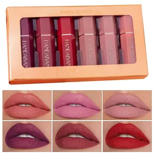 HANDAIYAN 6Pcs/Set Vivid Colours Lipstick Set, Long Lasting, Moisturizing, Creamy Texture, Soft, Watermelon Flavored Lipstick With Gift Box Gloss Lipgloss Makeup Glossy Cosmetic Moisturize Moisturizer Moisture Hydrate Hydrating