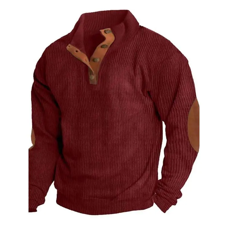 Men's Button Sweatshirt, Loose Casual Long Sleeve Pullover for Spring & Fall, Fashion Men's Top for Daily Wear, Pullover Hoodie Menswear