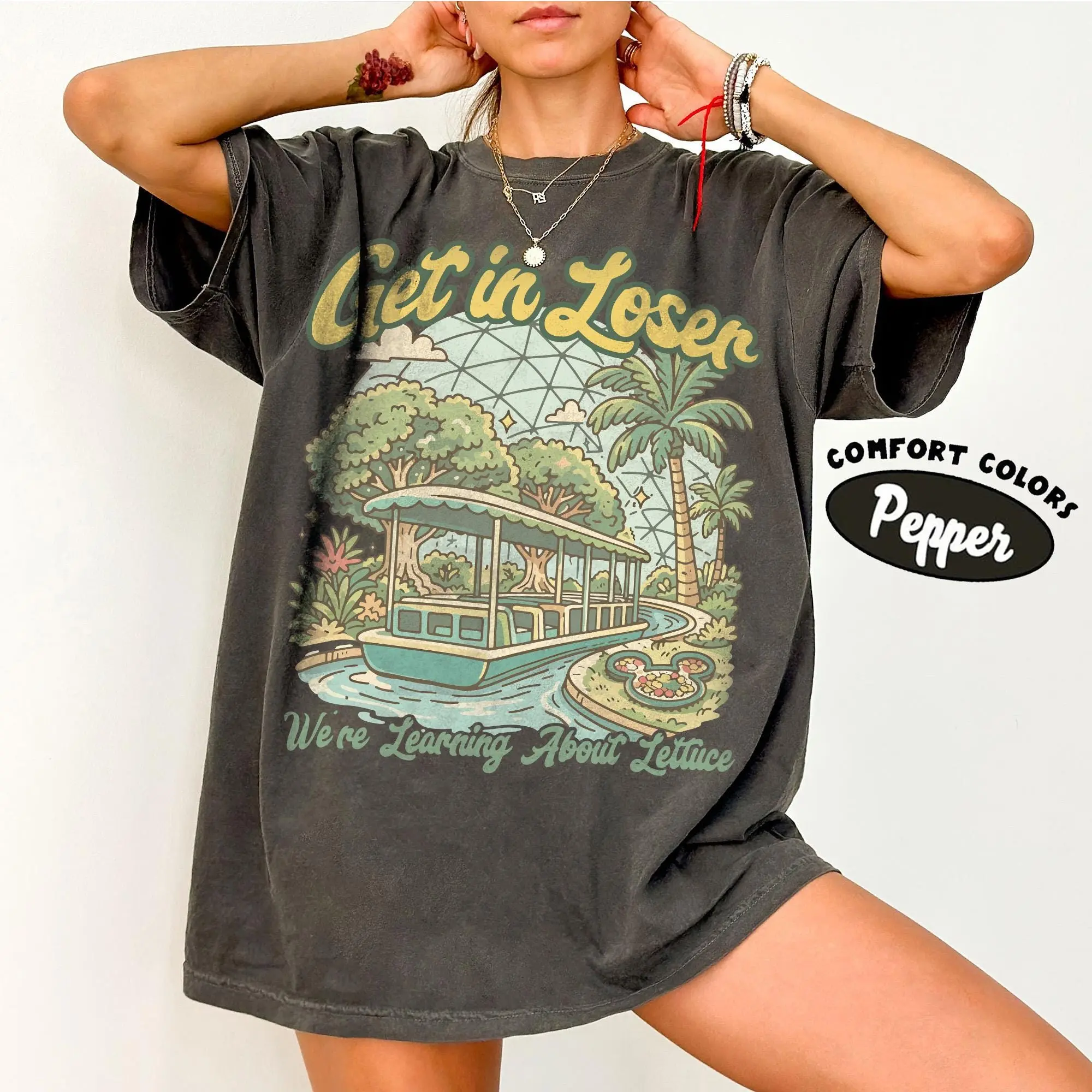 Epcot Inspired Living With The Land Retro Shirt, Funny Park Get In Loser We're Learning About Lettuce Disney Tee, Disneyland Family Trip L3N