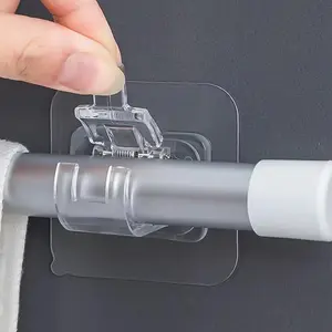 8Pcs Curtain Rods No Drilling,Self Adhesive Rod Holder,Stick on Curtain Rod Hooks