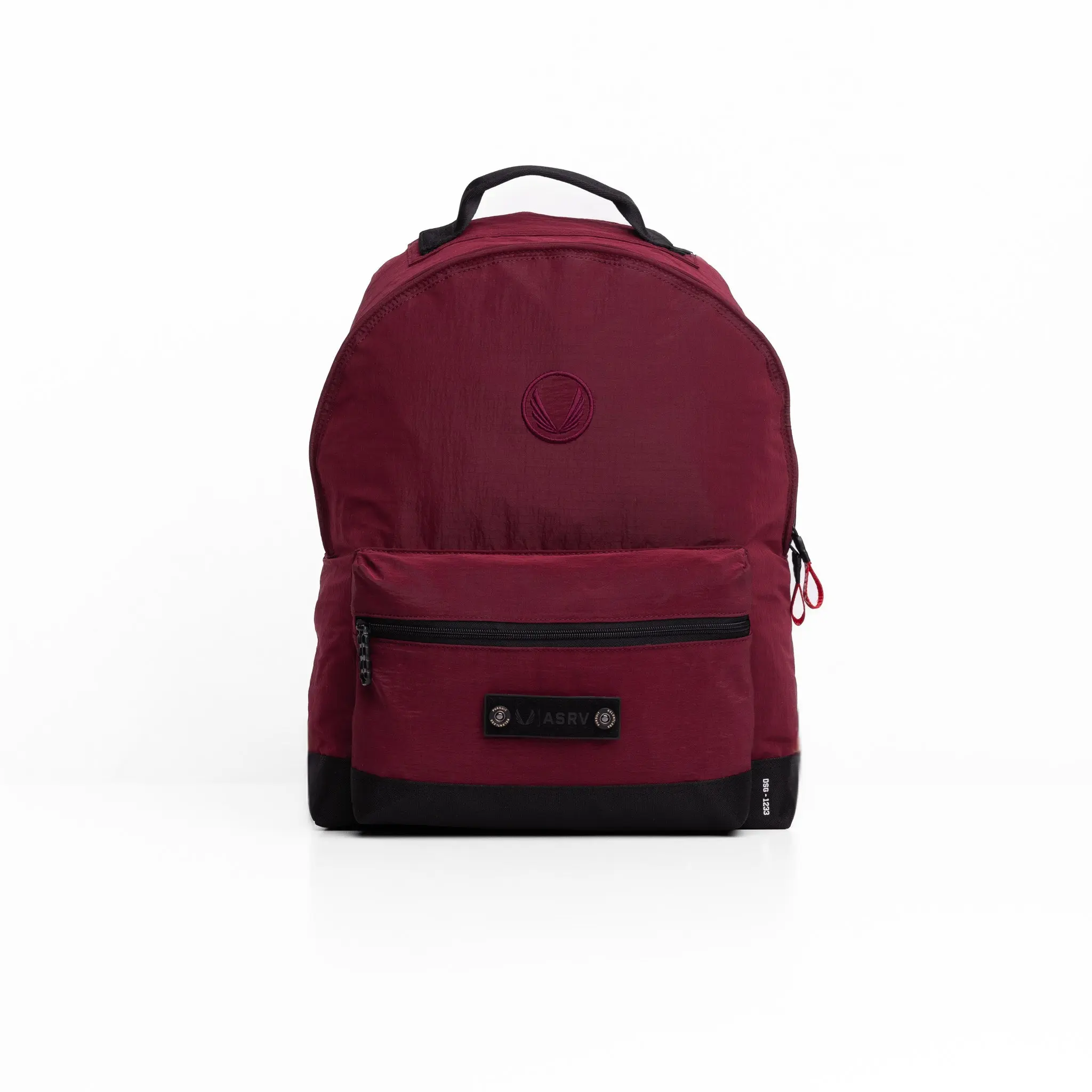 Unisex 18L Solid Crimson Ripstop Waterproof Backpack for Adults - High-Capacity Zip Everyday Carry Bag with Cordura® Reinforced Bottom, Sewn-In Webbing Handle, Front Pocket, Built-In Organizer, Shockproof, Wings Patch, Casual Design