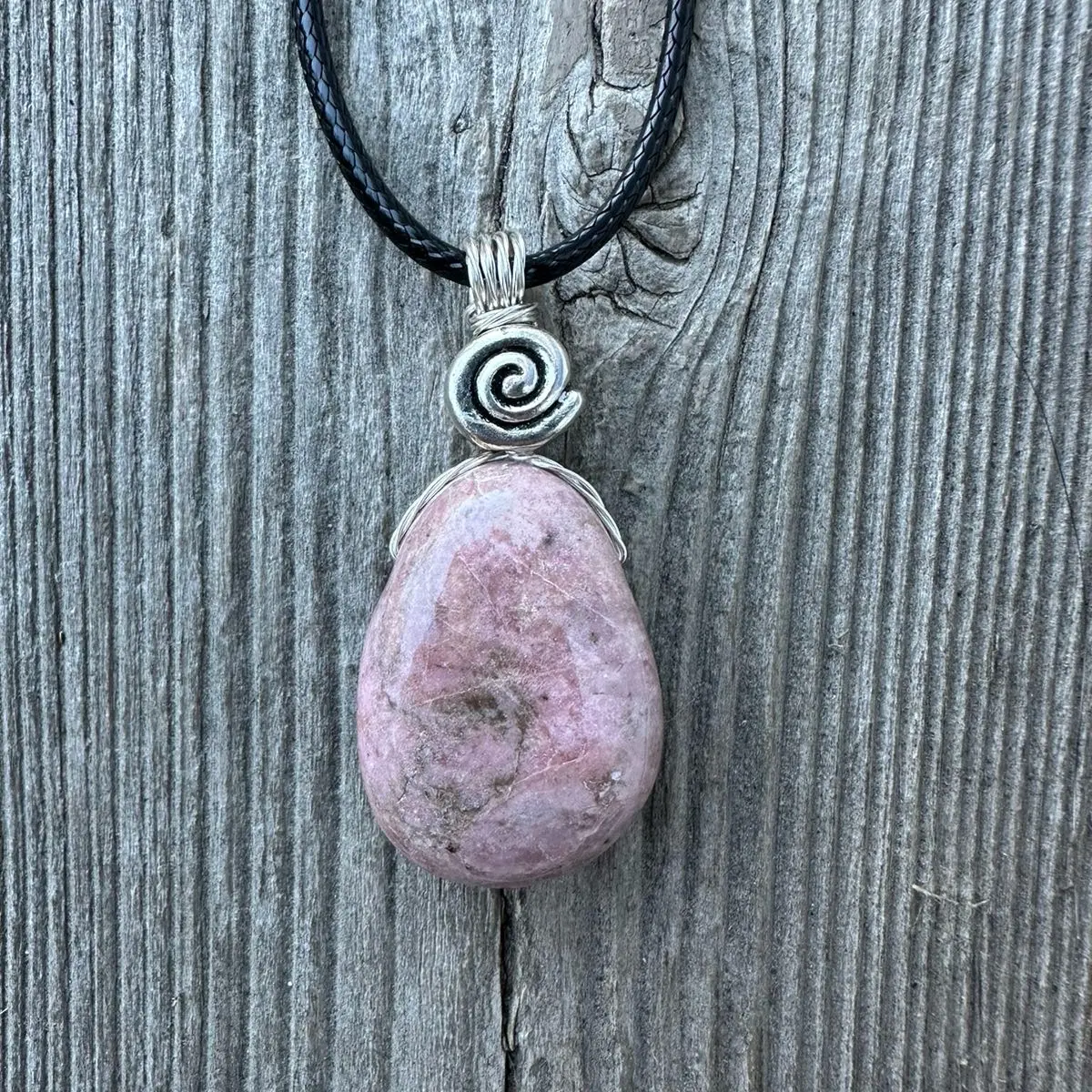 Rhodonite Crystal Necklace for Compassion and Love.
