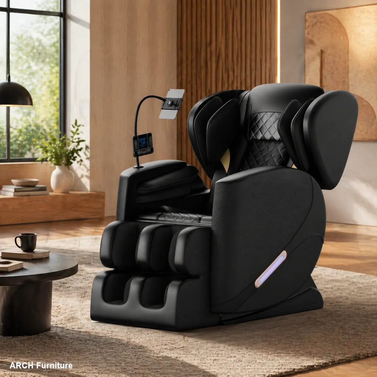 2024 ARCH Ergonomic L-Shaped Automatic Reclining Massage Chair - Single Indoor Lounger Furniture, Home Appliances with Armrest, 0 Gravity, Full Body Airbags, Bluetooth Functionality, Press Button, Soreness Relief, 49.21"d x 19.69"w x 40.55"hs, Ideal Gift,