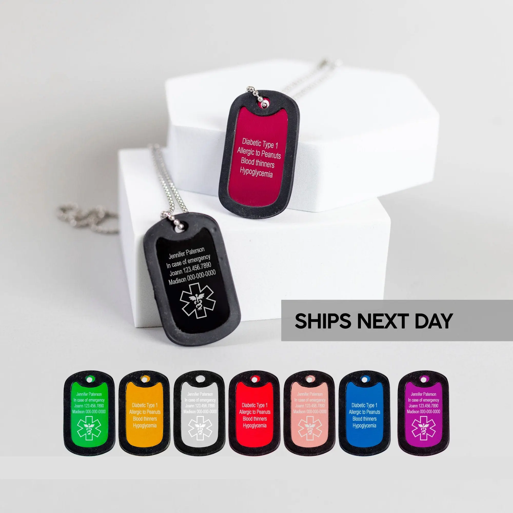 Unisex Military-Style Medical ID Tag Necklace