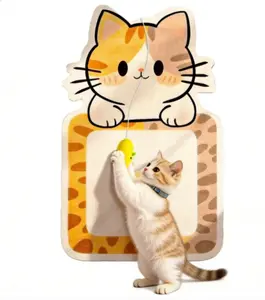 Adorable wall-mounted cat scratching board, thick and durable, helps protect cabinets, doors and glass – an ideal toy for your kitty!