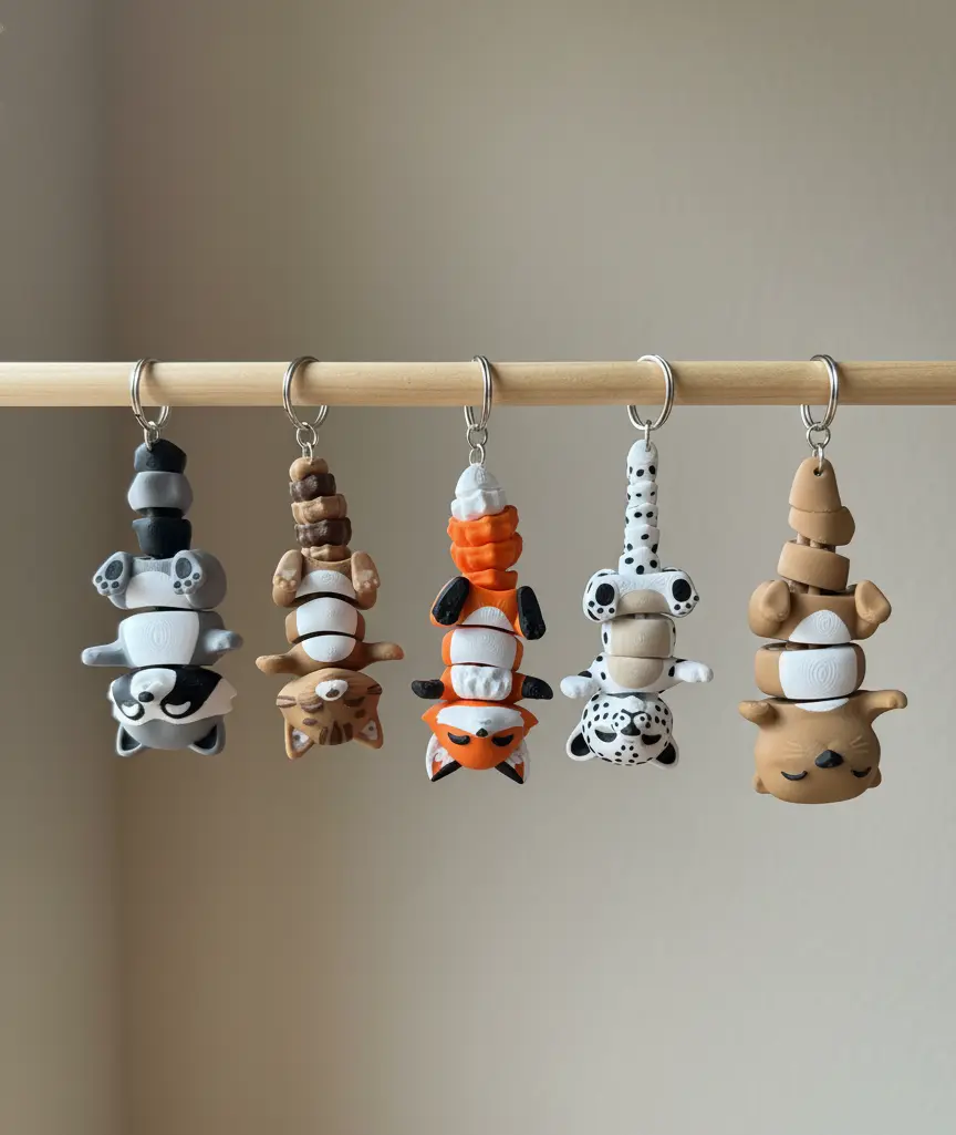 Magnetic Animal Keychain 3D Printed Fidget Toy with Adorable Animal Designs for Kids and Adults