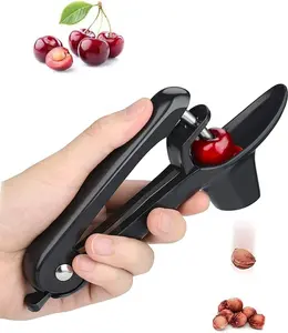 Heavy-Duty Cherry Pitter Corer Tool with Space-Saving Lock Design for Fresh Cherry Dishes