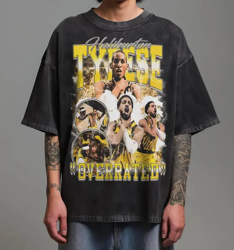 Vintage Tyrese Haliburton OVERRATED Pacers Graphic Tee, Homage Retro Classic Graphic Bootleg Unisex Sport Gift, Basketball Lover Shirt, Sport Tee
