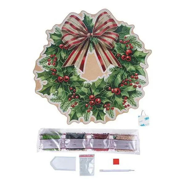 Crafts & Sewing Craft Buddy Crystal Art Candy Cane Bow Wreath Kit