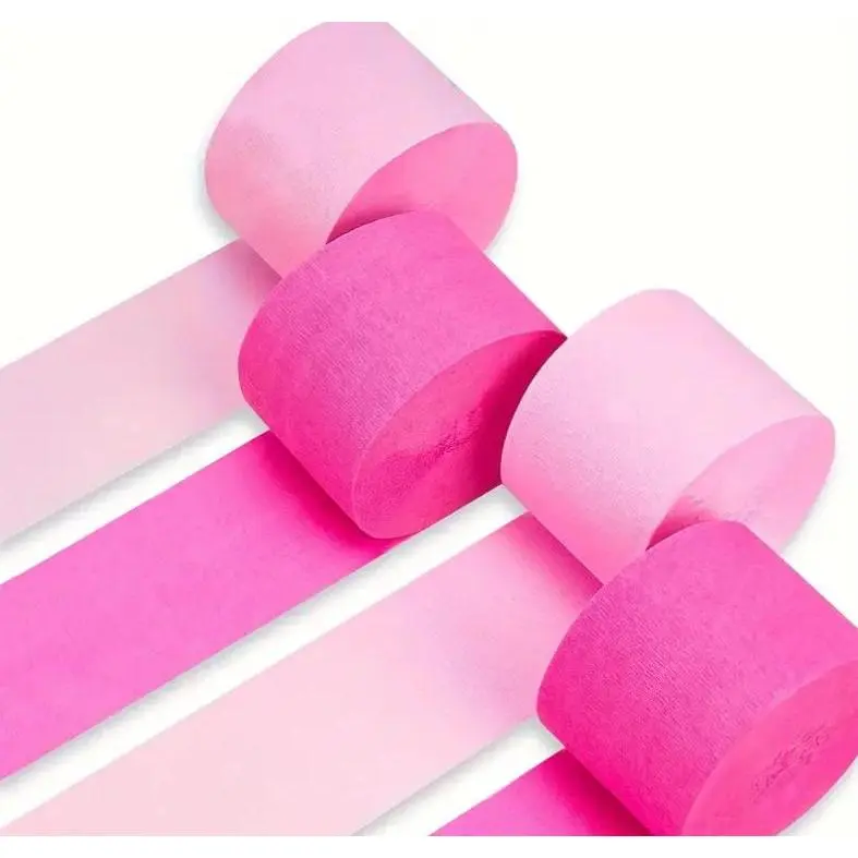 4-Pack Pink Crepe Paper Streamers, 82 Feet Each, 1.8 Inches Wide – Perfect for Parties and Crafts