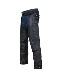 Dream Apparel Motorcycle Leather Chaps for Men Women Riding with Zip Out Liner Cowboy Biker Chap Pants With Four Pockets Naked Cowhide Leather Waterproof & Wrinkle-Free