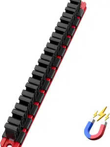 Magnetic Wrench and Screwdriver Organizer – Tool Organizer for Workshop & Garage, Heavy‑Duty Magnetic Base for Toolbox Organization, Space‑Saving Tool Rack, Great Gift for Men (1 PCS, Red Base)