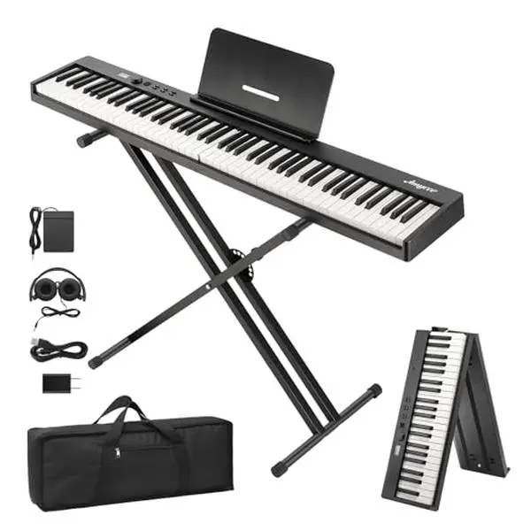 GARVEE 88-Key Portable Digital Piano Keyboard Set with Carry Bag, Sustain Pedal & Headphones - Electronic Keyboard, Lightweight for Beginners and Professionals