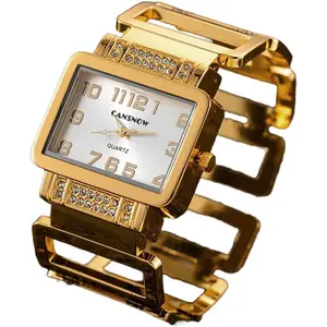 Luxury Women  Rectangle Dial Watch Cuff Bangle Bracelet Analog Quartz Wristwatches
