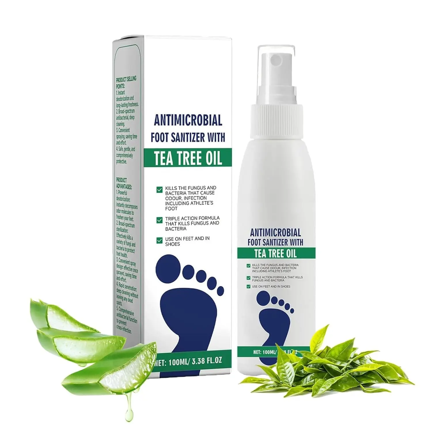 Tea Tree Oil Spray for Foot – Long-Lasting Formula with Aloe Vera，Banish foot odor instantly and feel confident everywhere you go!
