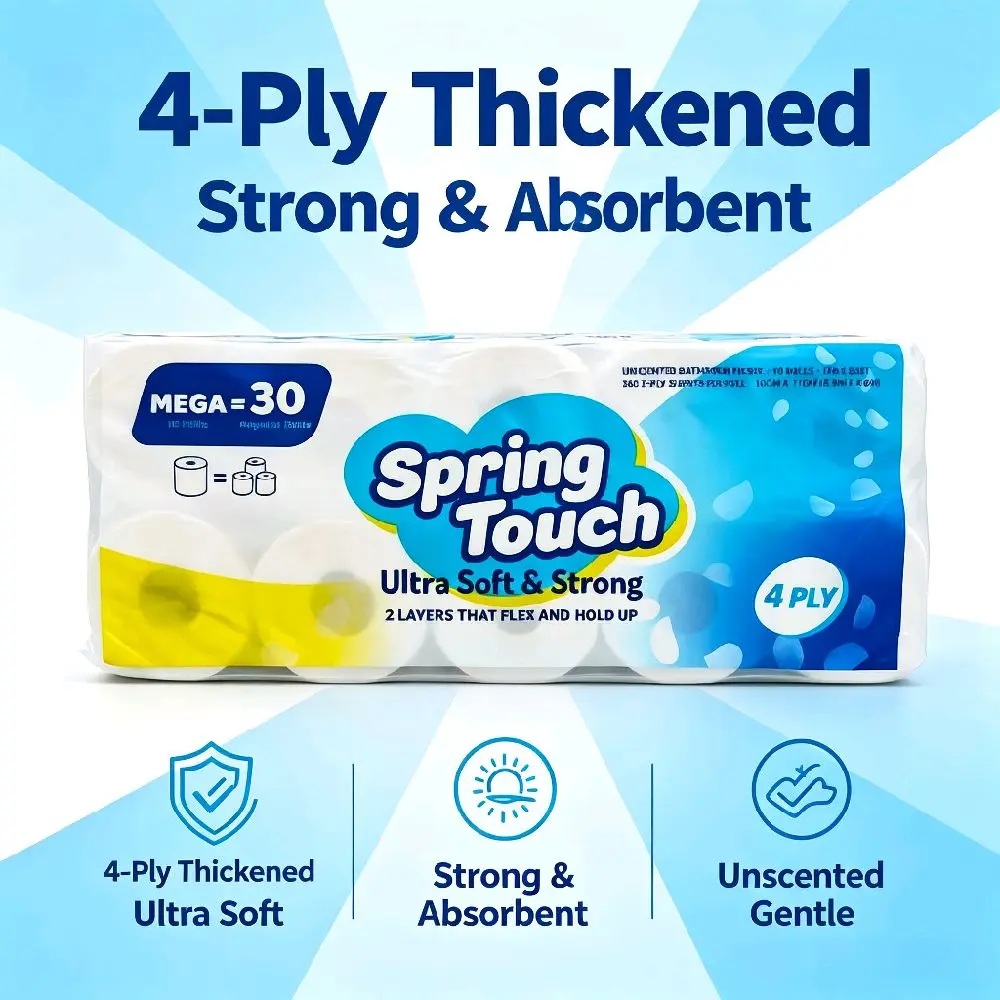 NY Local Delivery 1-2 Days! SpringTouch 10 Roll Paper, Super Soft 4-Layer, Ideal for Home & Office”