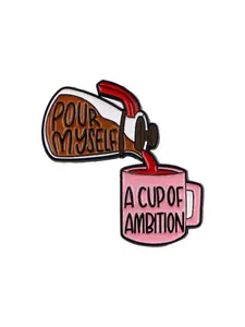 Coffee Quote Fashion English Cartoon&Brooch, Unisex Zinc Alloy Design, Multifunctional Casual Badge, All Seasons Accessory, Pinbadges