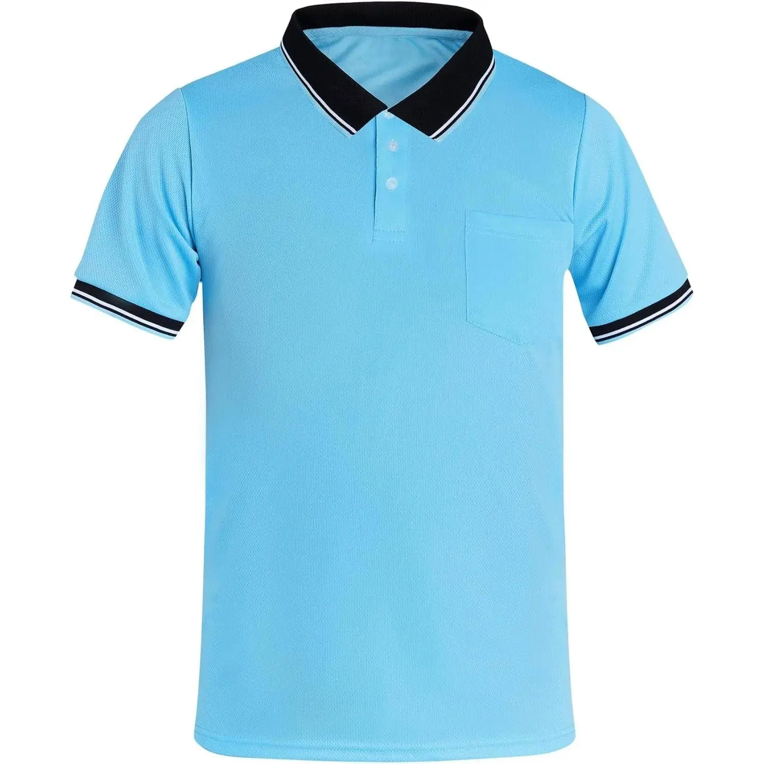 Umpire Athletic Shirt, Short Sleeve Polyester Polo with Split Tail Hem and Chest Pocket, Unisex Fit for Baseball & Softball Games