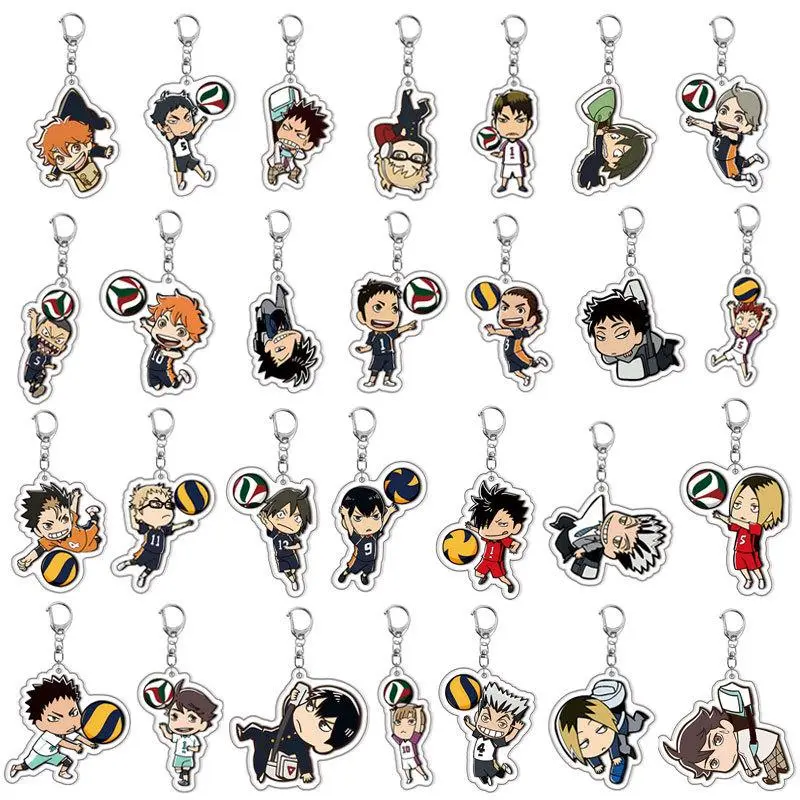 28 Styles Anime Haikyuu!! Acrylic Keychain Hinata Shoyo Tobio Kageyama Daichi Sawamura Cartoon Popular Key Ring Jewelry Charm