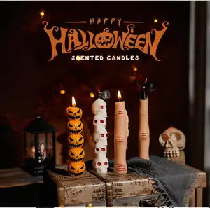 Halloween Scented Soy Wax Candle Set - Handmade Smokeless Household Candles, Floral Aroma, Skull & Pumpkin Shapes, Spooky Party Centerpiece, Punk-Subculture Home Decor, Room Decor, Ideal Gift