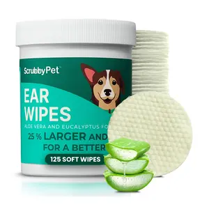 Scrubby Pets 125 Count Aloe Vera/Eucalyptus EarWipes for Dogs