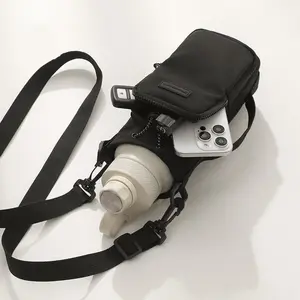 Adjustable Strap Hydration Pack with Phone Pocket, Spacious Zippered Compartment, Metal Buckle Design, Ideal for Travel, Hiking, Camping, Outdoor Adventures