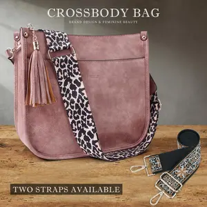 Women's Fashionable Crossbody Bag For Women Leather Hobo Handbag Women Crossbody Bag With 2count Adjustable Guitar Strap Perfect for Back to School Outdoorfun