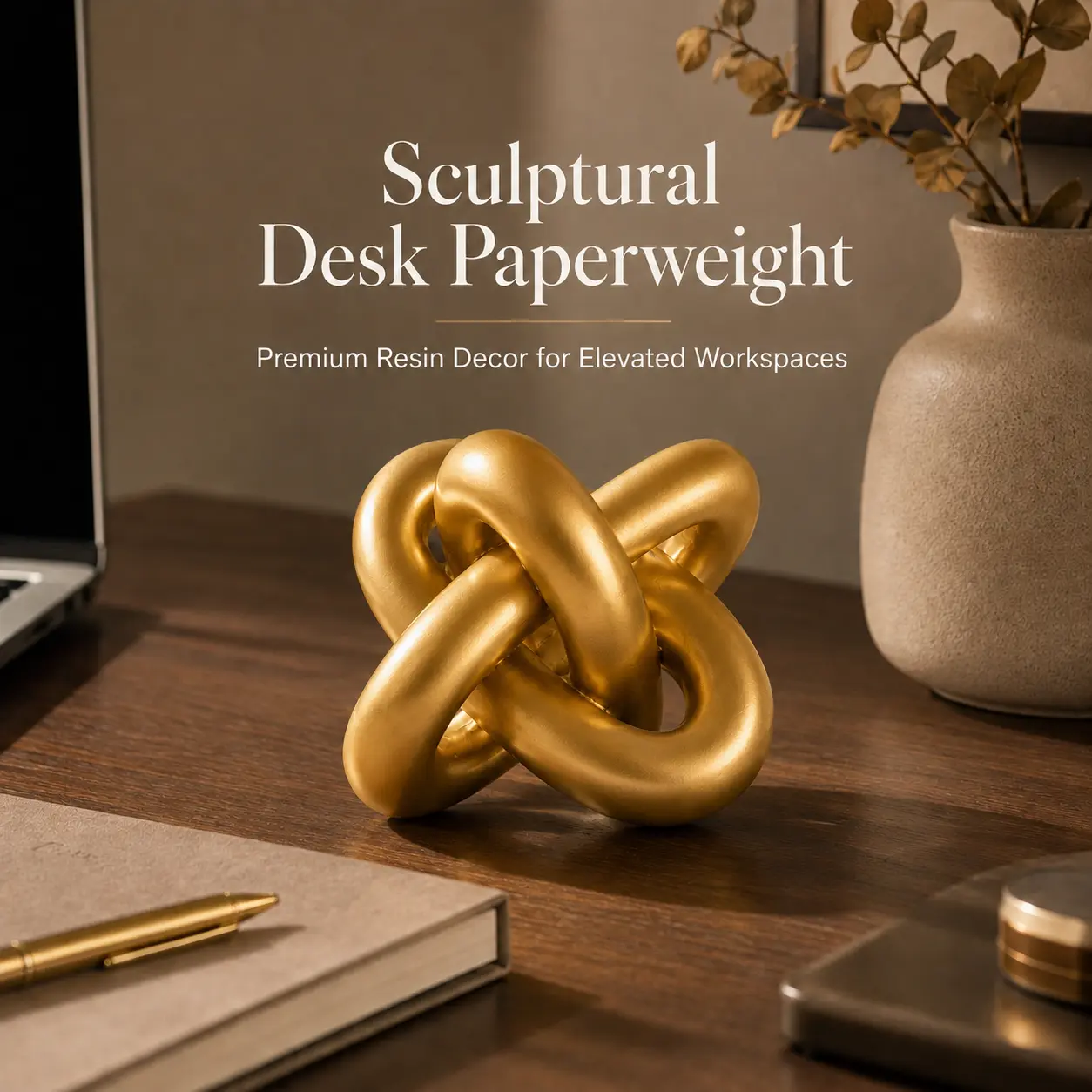 Modern Knot Resin Paperweight Sculpture, Minimalist Desk Decoration for Office Shelves, Abstract Statue, Executive Gift for Professionals, Shelf