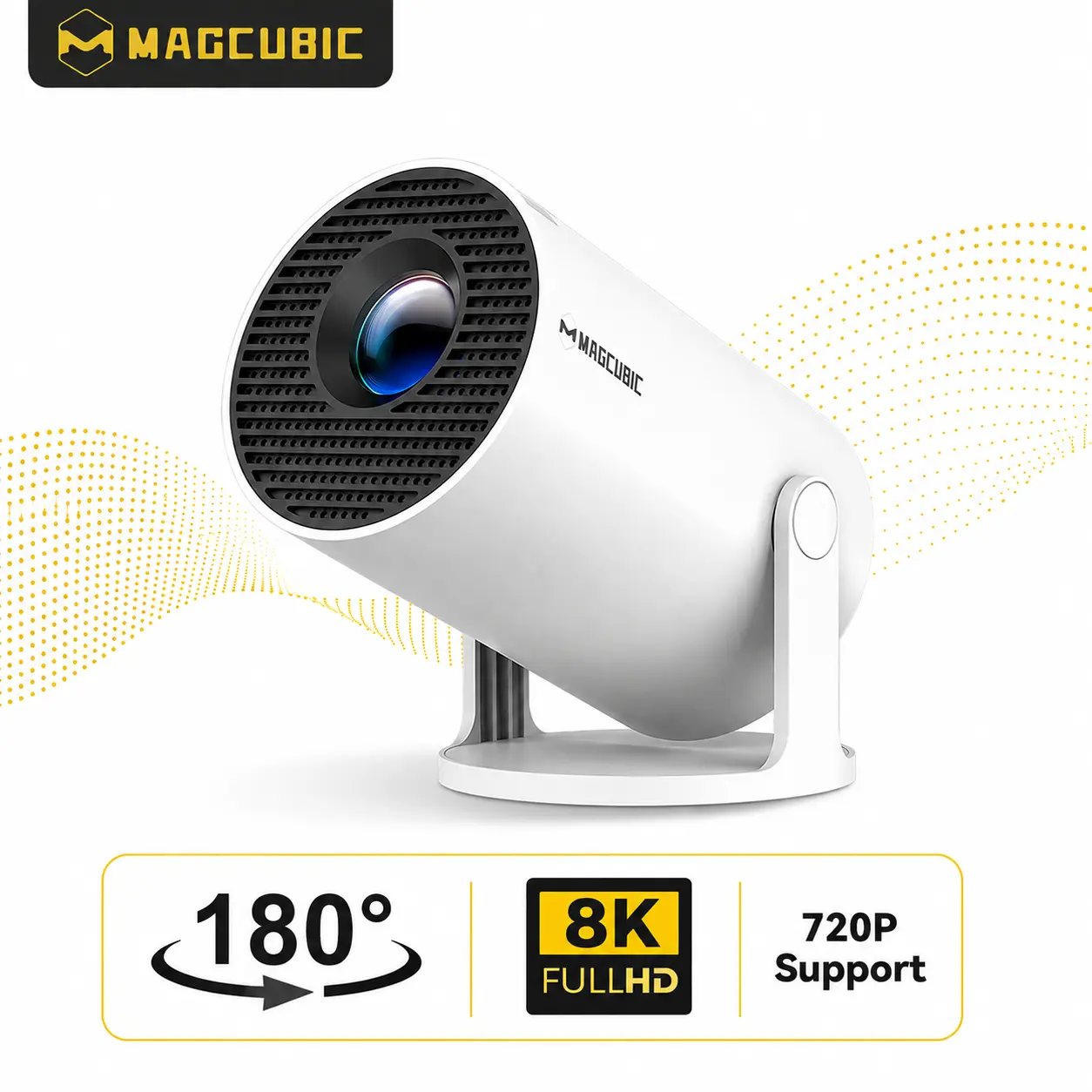 Magcubic HY300Pro Projector Upgraded Android14.0 8K 4K Decode Dual WiFi6 Allwinner H726 Native 1280*720P 130"screen Built-in Speaker Home Theater Outdoor Portable Smart Projector #TikTokShopBackToSchool
