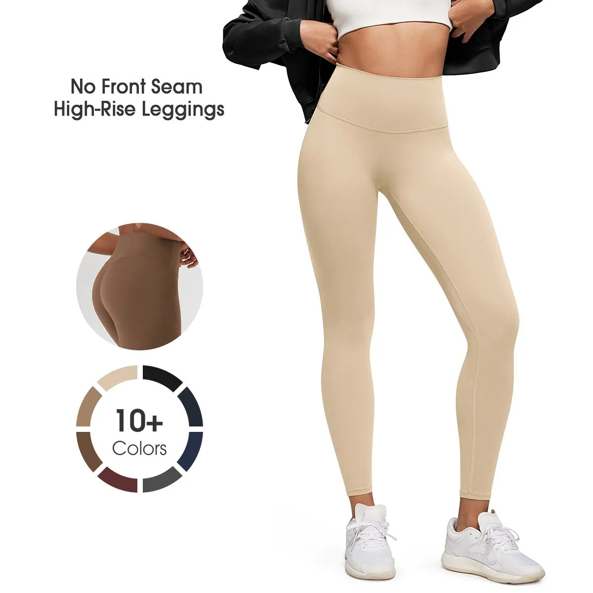 ODODOS No Front Seam Yoga Leggings for Women - 25" / 28" High Waist Buttery Soft Lounge Yoga Pants