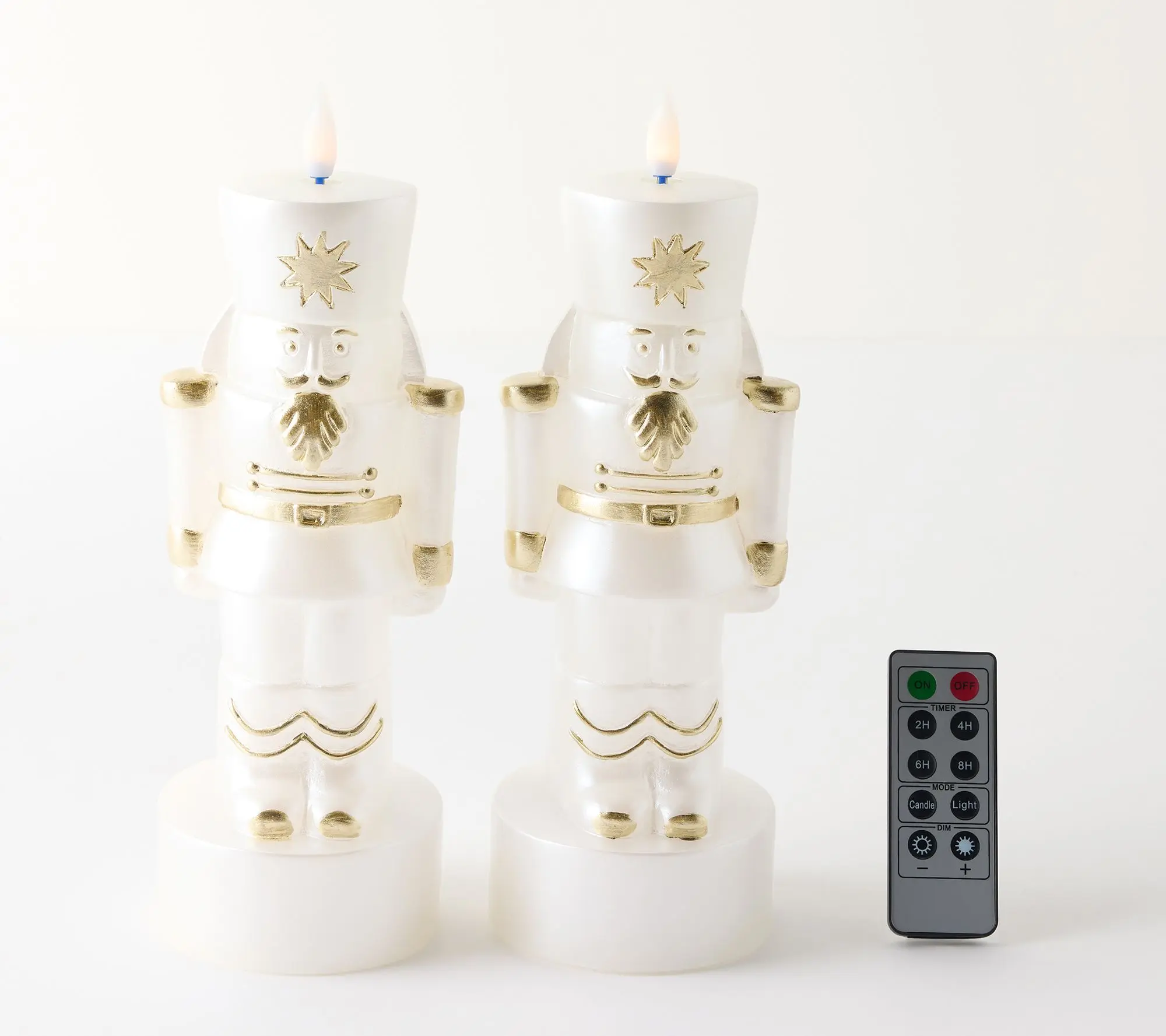 Home Bliss Set of 2 9" Pearlized Flameless Nutcrackers