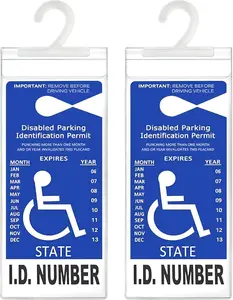 Handicap Placard Holder, Ultra Transparent Disabled Parking Permit Protector Sleeve, 2Pcs Handicapped Placard Cover for Auto, with Large Hook
