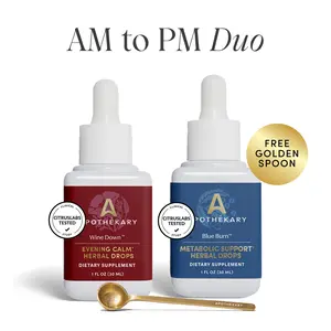 Apothékary AM to PM Duo - Support your full day rhythm - Support Metabolism & Promote Sleep Liquid Herbal Drops* |  Free Spoon | Made in the USA