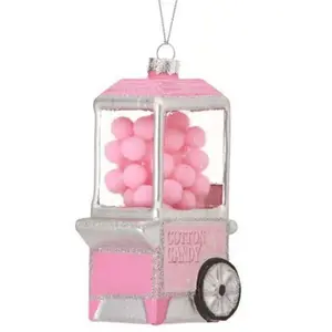 4" Glass Cotton Candy Machine Ornament