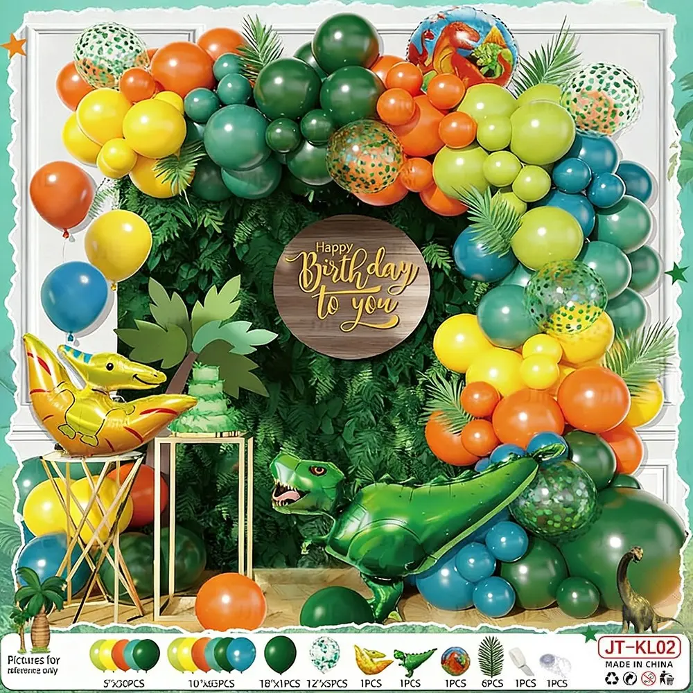 Dinosaur Theme Balloon Set for Kids Birthday Party Decor, Boy Girl Baby Birthday Celebration Atmosphere Decoration, Fun Party Supplies