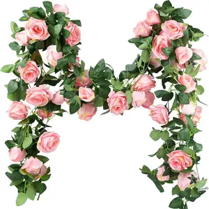 2pcs Rose Vine 2.2m Artificial Flower Garlands, Decorative Flowers, Wedding Baby Shower Birthday Party Garden Decorations