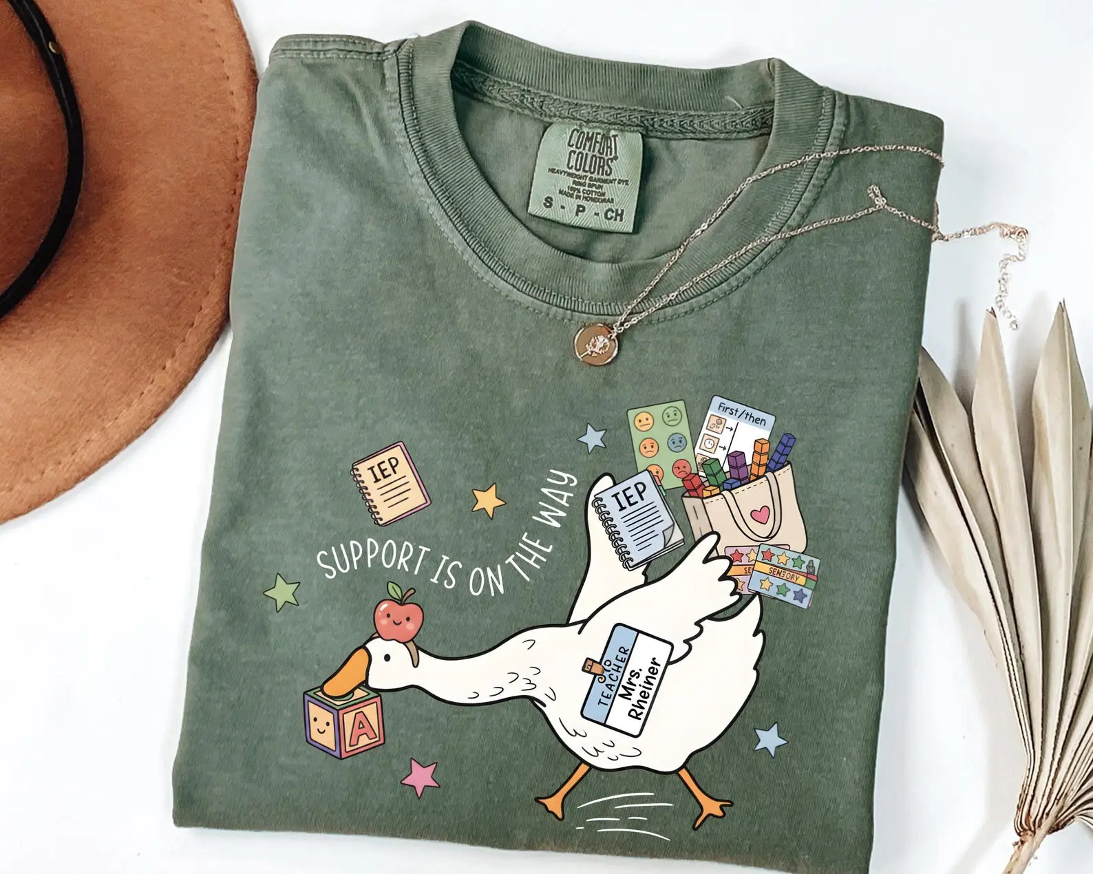 Comfort Colors Support Is On The Way Shirt, IEP Teacher Goose Graphic Tee, Special Education Teacher Gift, School Psych SPED T-Shirt